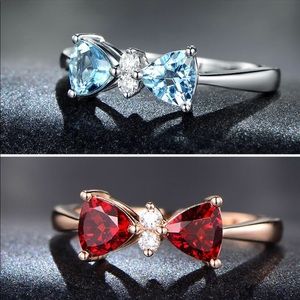 Blue and Red Bow Knot Women’s Ring